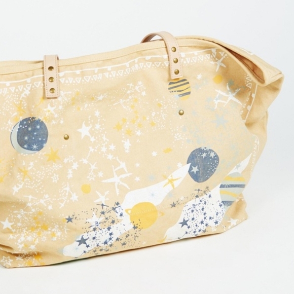 Free People Rosewood Tote Canvas Large Celestial Galaxy Print NWT - Picture 6 of 12
